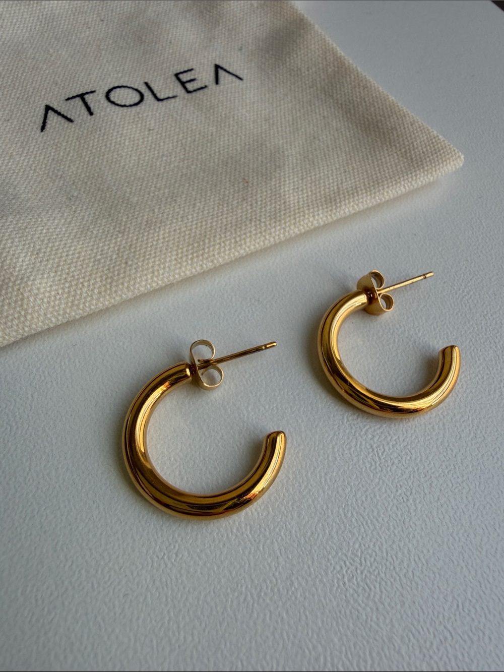 ATOLEA Gold Hoop Earrings — Classic Polished Half-Hoop Pair